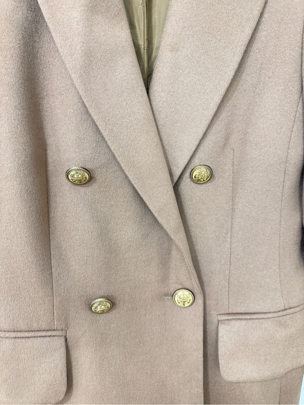 Laurel Classics 100% Cashmere Old Money Longline Blazer Dress Camel Double Breas - Picture 5 of 12